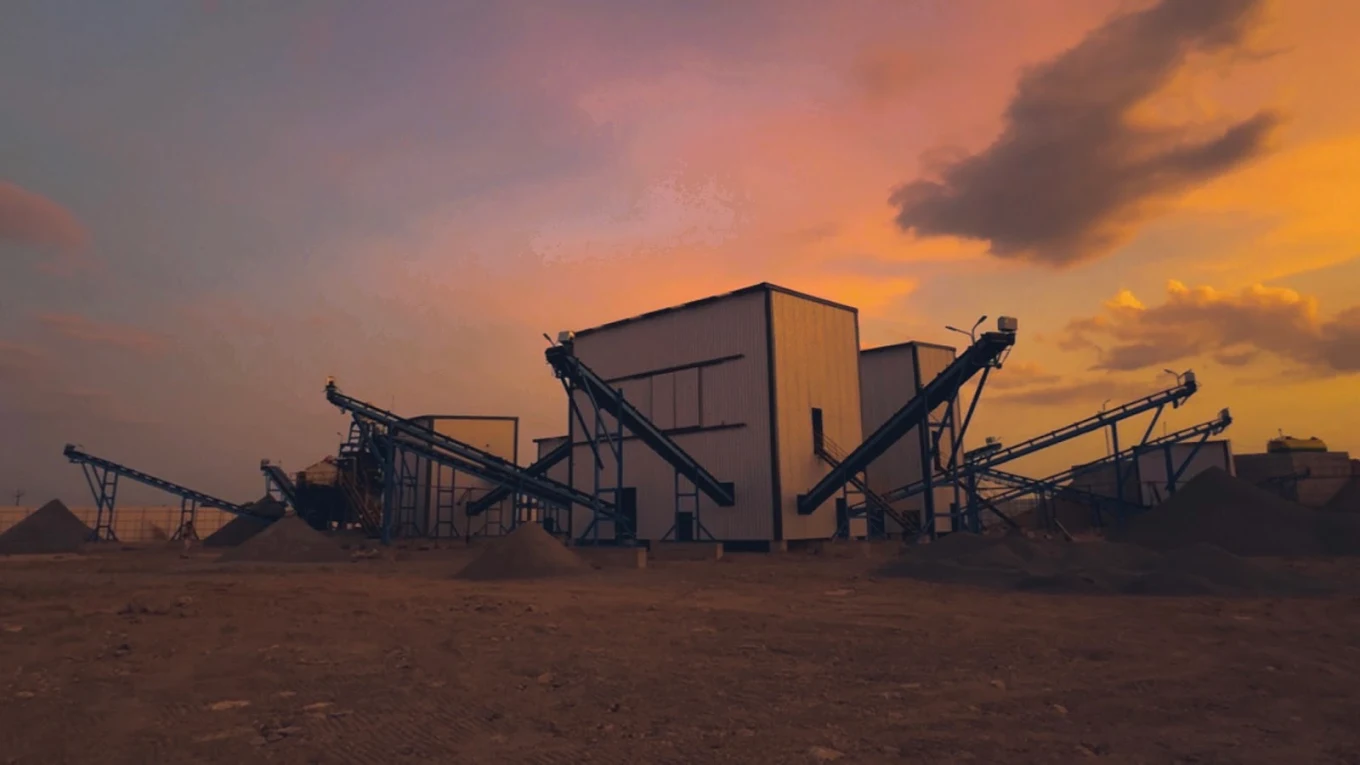 Graded aggregate stockpiled at the plant, ready for dispatch